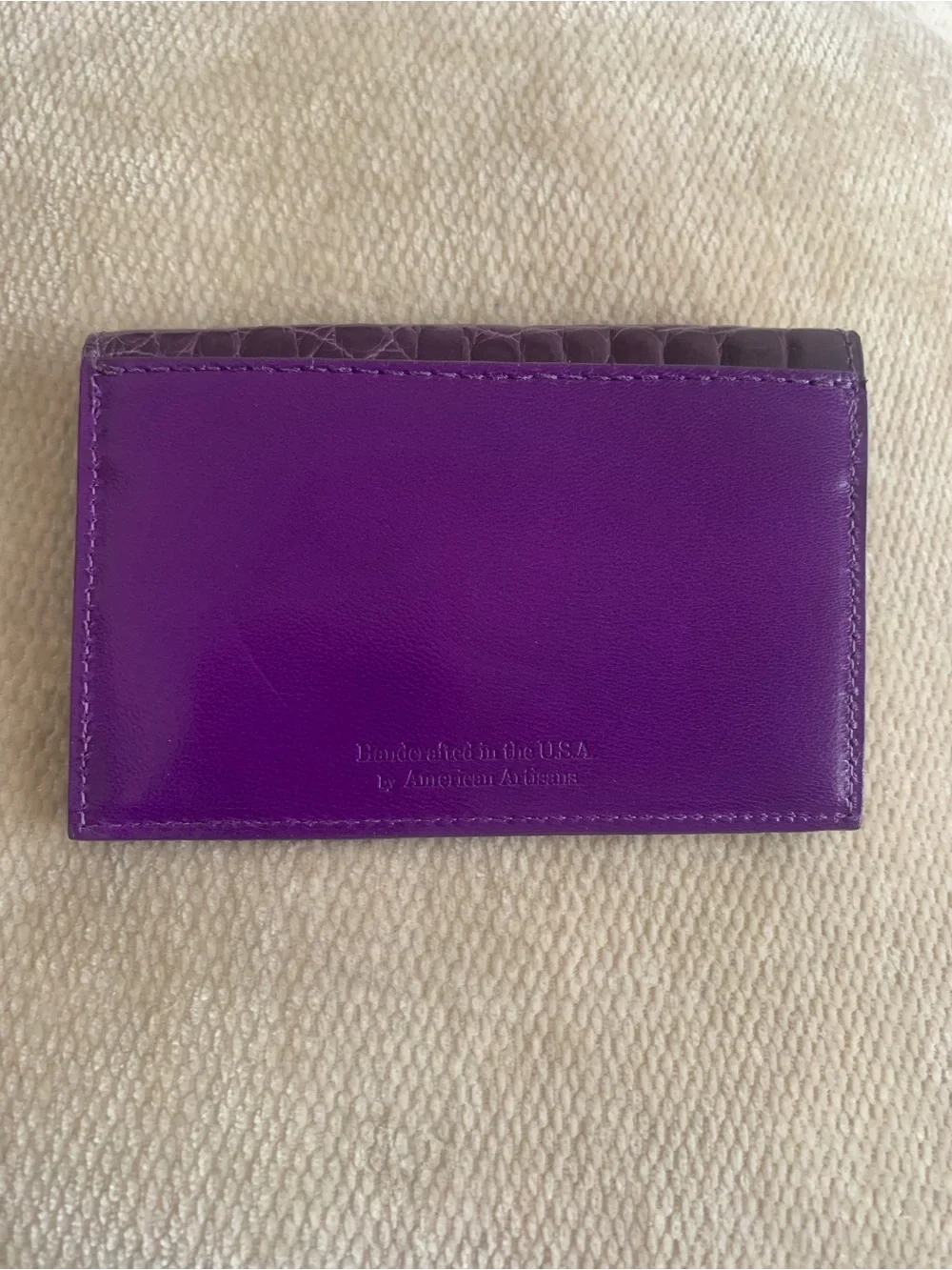 Handmade in USA Glazed Shiny Alligator Genuine Leather Envelope Credit Card Case